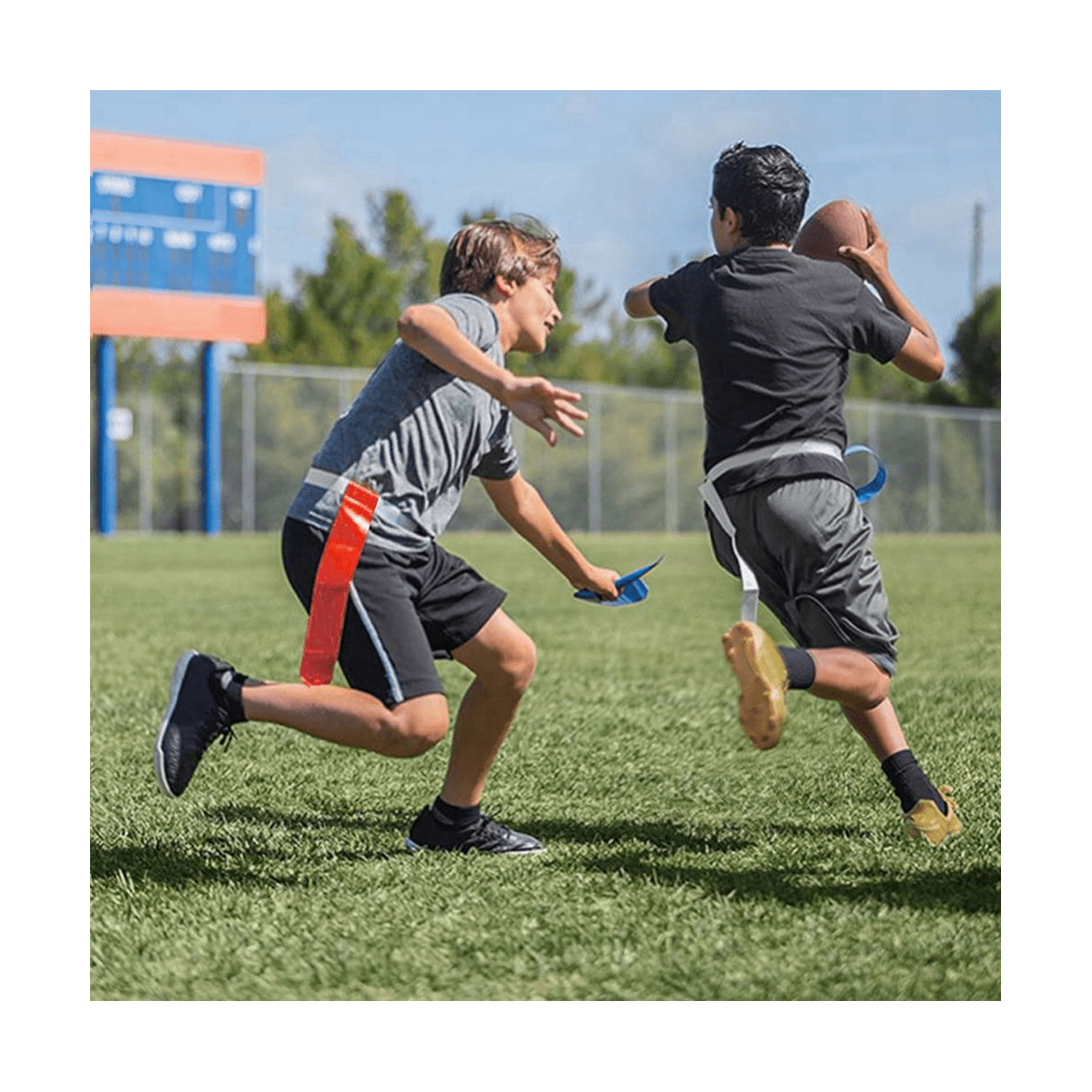 Janmercy Flag Football Set, 24 Player Football Belts Set For Adult Youth, Include 24 Belt, 72 Flags And 18 Cones With 1 Carrying Bag For Teens Outdoor