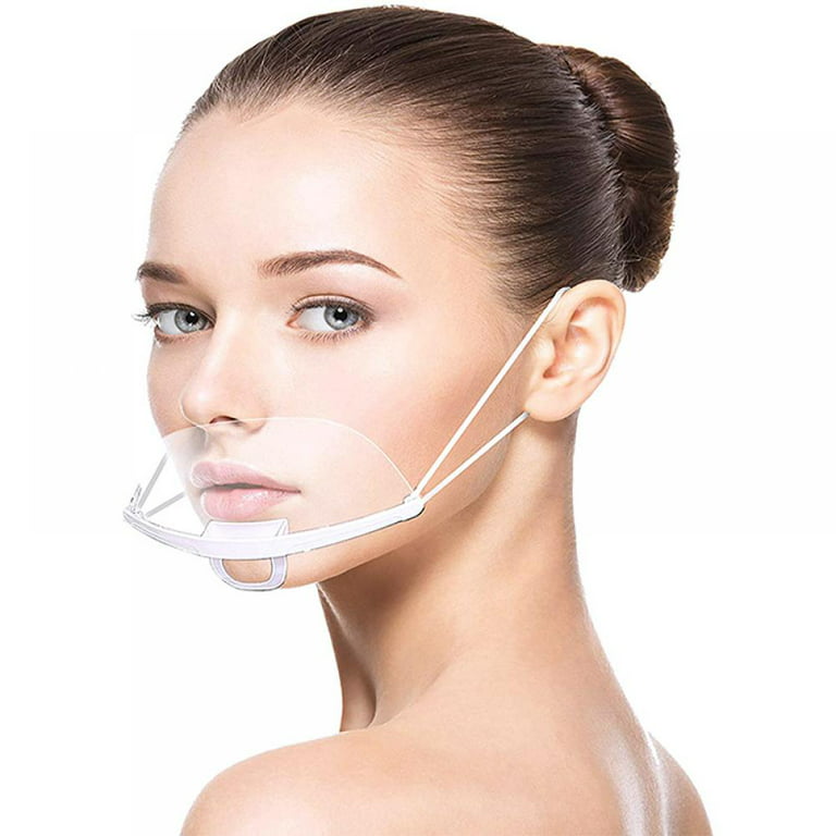 Topumt Smile Shield, Reusable Transparent Ultralight Plastic Anti-fog  Hygenic Face Mask, Lips Cover, Open Face Shield, Chin Mouth Small Face  Shield