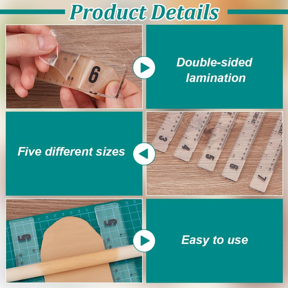 10Pcs 5 Size Polymer Clay Depth Guide 34567mm Acrylic Depth Guide Clay Rolling Pin Guide with Protective Film for Polymer Earrings