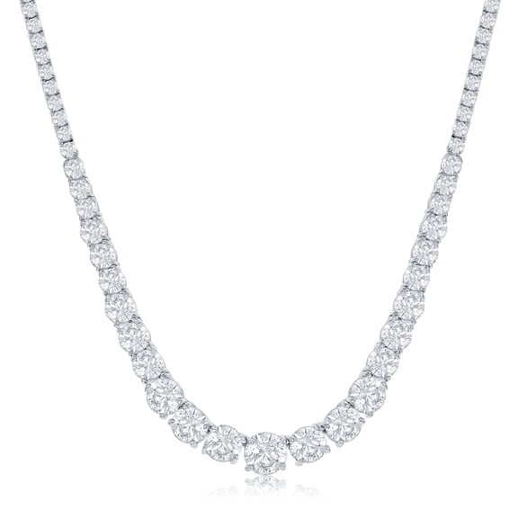 Cate & Chloe Whitney 18k White Gold Plated Pendant Necklace with Simulated Diamond Crystals for Women