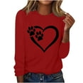 thumbnail image 2 of Wycnly Sale Sweatshirt for Women Fall Fashion Lightweight Comfy Loose Ladies Heart Paws Print Pullover Tshirt Tops Winter Trendy Striped Print Round Neck Long Sleeve Blouses, 2 of 4