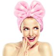 thumbnail image 1 of Paquete de 2 gomas elásticas para el pelo con nudo para lavado de cara, maquillaje, ducha, terma, masaje y deportes (2 x rosa), 1 of 5