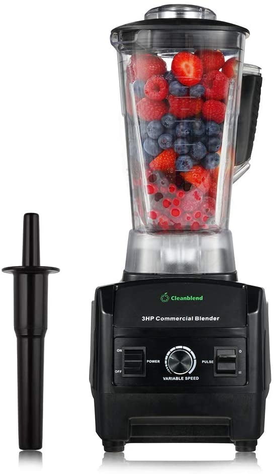 Cleanblend Commercial Blender - 64 Oz Countertop Blender Watt Base High Performance Ice Crusher - Large Smoothie Blender, Food Frozen Fruit or Hot Soups -