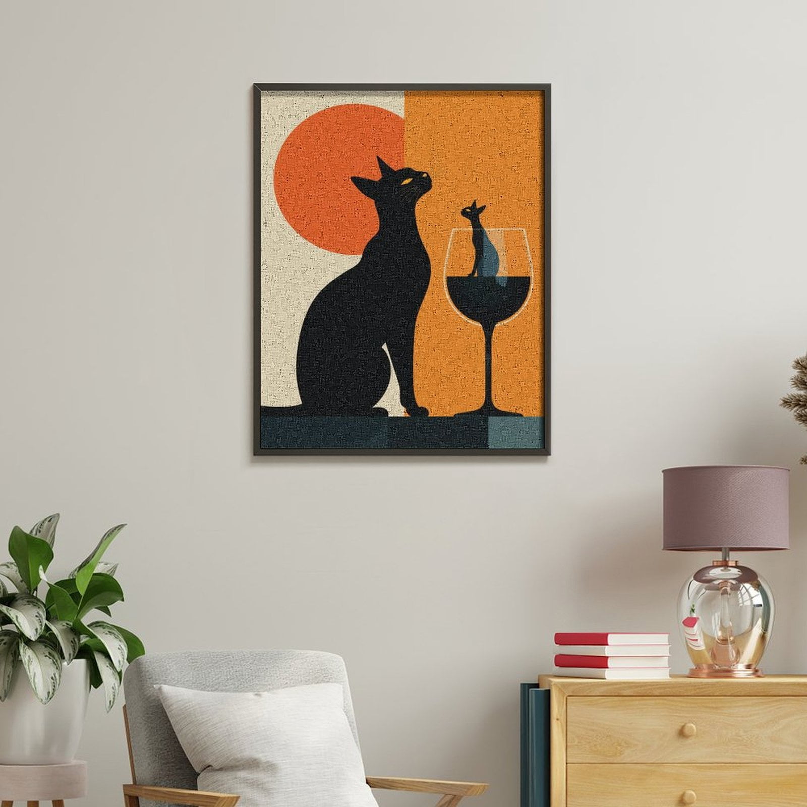 Paint By Numbers Kit for Adults Beginner - DIY Cat Silhouette Abstract Art 디자인 Canvas Painting Kits for Adults, Frameless Paint By Number for Adults for Home Wall Decor 16x20 Inch