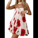 thumbnail image 1 of Vestido Mini Ajustado con Volantes, Estampado, Sin Mangas y Espalda Descubierta para Mujer. Rojo S, 1 of 8