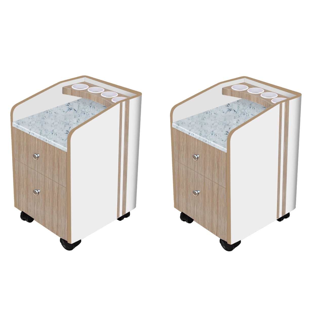 Set of 2 NOVA II Rolling Pedicure Trolley Manicure Storage Cart for