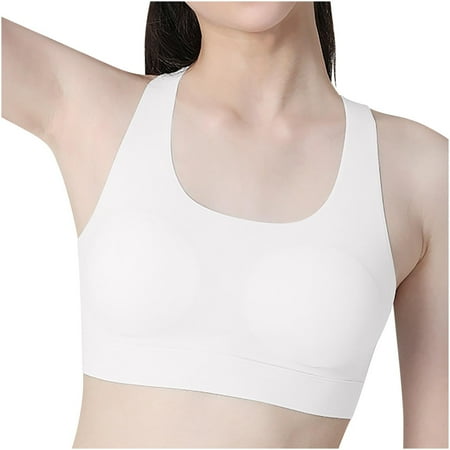 Gnurob Training Bras for Girls 12-15 Sports Seamless Bra Thin Bralette Comfortable Breathable Bralettes for Teens Clearance Deals  03-White X-Large