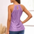 thumbnail image 4 of Women's Sequin Halter Tops Keyhole Back Camisole Going Out Party Club Outfits Sleeveless Glitter Sparkly Blouses (XL, Purple), 4 of 7