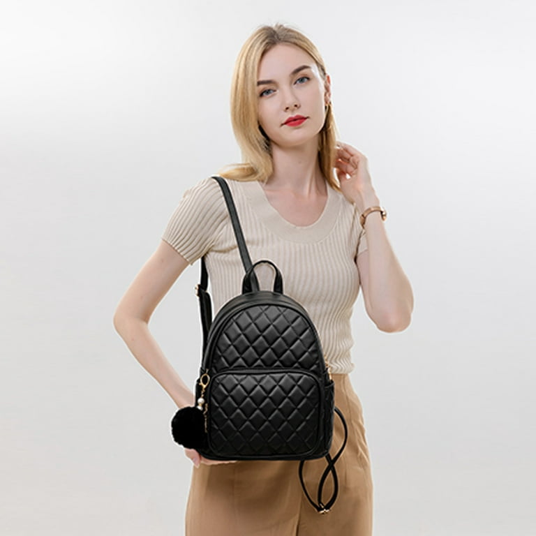 I IHAYNER Women's Simple Design Quilted Backpack Mini Backpack for Women  3Pcs Leather Backpack Purse for Women Small Backpack