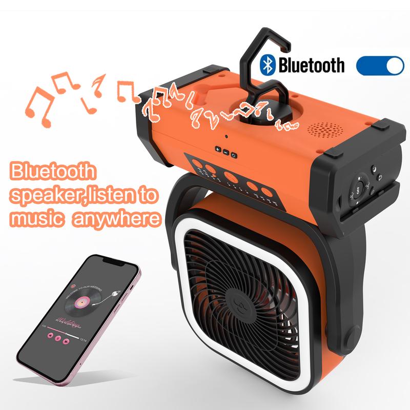 Multifunctional 30000mAh Camping Fan with LED Light, Bluetooth Speaker & Remote, USB-C Rechargeable, for Emergency, Travel, Outdoor, Tent, Home, Office