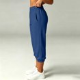 thumbnail image 6 of Women's Elastic Waist Capri Sweatpants, Durable & Long-Lasting Cuffed Hem Casual Jogger Pants with Side Pockets for Winter Daily Lounge Gym Outdoor | TruBelle,Blue S, 6 of 7