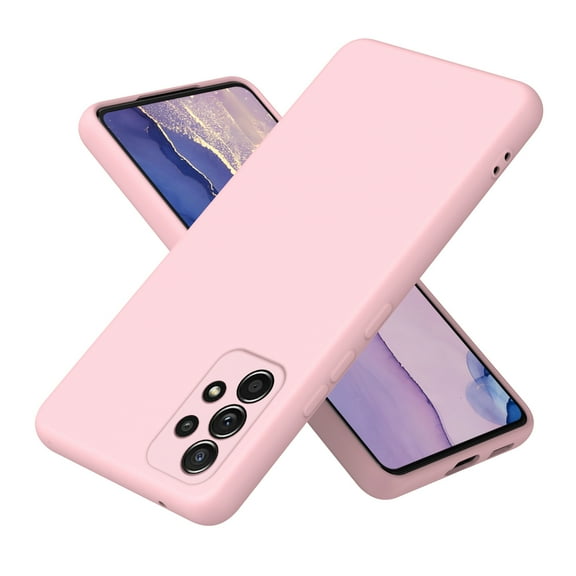 Feishell Compatible with Samsung Galaxy A73 5G Liquid Silicone Case with Microfiber Cloth Lining Cushion Shockproof Lightweight Ultra Thin Soft Flexible Rubber Anti-Scratch Phone Case,Pink