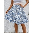 thumbnail image 5 of Women'S Floral Print Ruffle Hem Elastic High Waist Tie Front Skirt  Blue M, 5 of 8