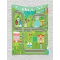 thumbnail image 1 of Kid's Activity Tapestry, Train Tracks with Colorful Town School City Mall and Amusement Park Fair, Wall Hanging for Bedroom Living Room Dorm Decor, 40W X 60L Inches, Multicolor, by Ambesonne, 1 of 2