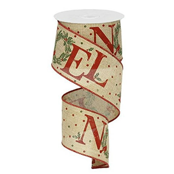 Noel Ribbon Rustic Red Lime Green Wreath Burlap 2.5" X 10 Yards