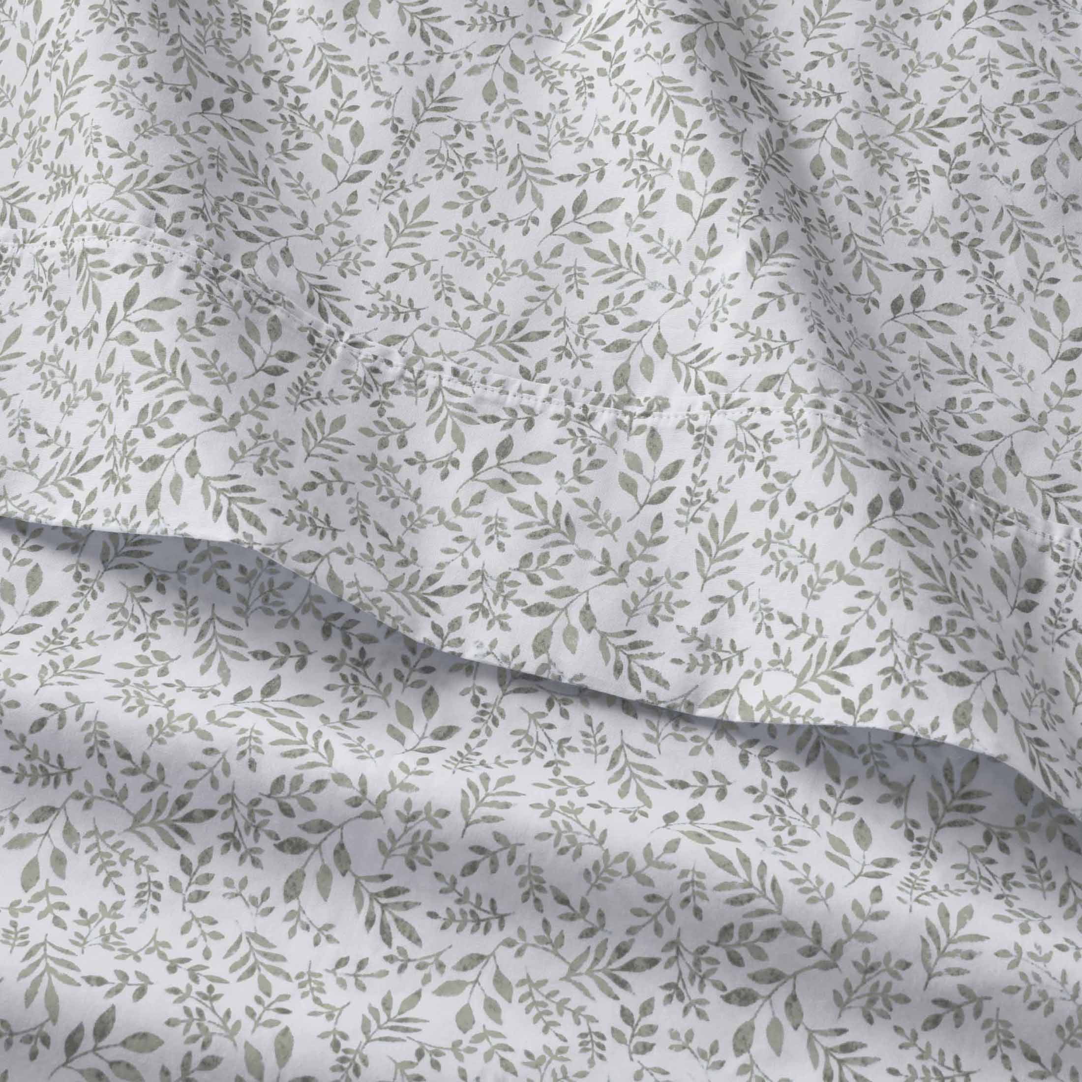 Better Homes & Gardens Soft Silver Botanical Cotton Percale Pillowcases, Standard/Queen (2 Count)