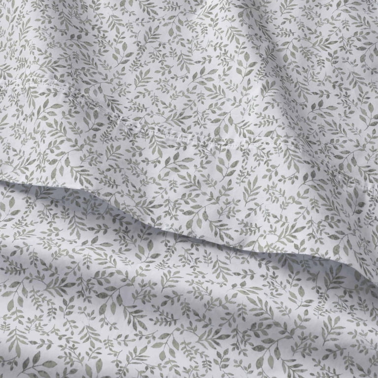 Soft Silver Botanical Cotton Pillowcase Set, King, 2-Piece photo 5