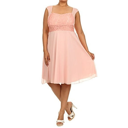 Fourever Funky New Bell Plus  Size  Floral Lace Cap Sleeve 