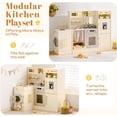 thumbnail image 3 of Robud Wooden Play Kitchen for Kids, L-Shaped Corner Pretend Kitchen Set with Fridge, Oven, Sink, Washing Machine & Accessories, Realistic Toy Kitchen for Toddlers Boys & Girls Ages 3+, 3 of 9