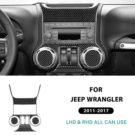 Real Soft Carbon Fiber For Jeep Wrangler JK JKU 2011 2012 2013 2014 2015 2016 2017 LHD RHD Center Console Frame Trim Sticker.