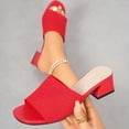 thumbnail image 6 of Square Open Toe Heeled Sandals for Women Low Block Chunky Heel Sandals Slip on Mules Comfortable Dress Shoes Red 9(42), 6 of 9