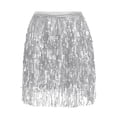 thumbnail image 3 of JBXKXYW Summer Skirt Sequin Fringe Women'S Nightclub Skirt Skirt Stage With Sparkly Sparkly Costume Fashion Skirt Womens Skirt (Silver,M), 3 of 4