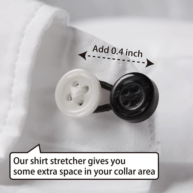Metal Collar Buttons Extenders Elastic Neck Extender Wonder Button for 1/2  Size Expansion of Men Dress Shirts