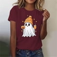 thumbnail image 5 of Mifsaly Womens Halloween Tshirt Funny Ghost Pumpkin Graphic Shirts Casual Short Sleeve Holiday Vacation Pullover Tops Coffee,L, 5 of 6