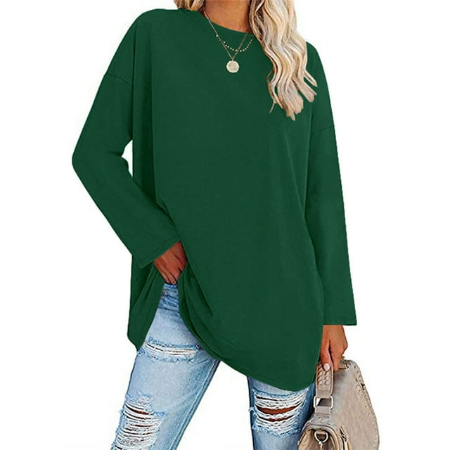 Camiseta Suave, Parte Superior Femenina De Poliéster, Cómoda Tela Transpirable De Gran Tamaño, Lavable A Máquina Para Exteriores Para El Hogar ANGGREK Verde XXL