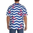 thumbnail image 3 of Uemuo Nautical Anchors Pattern Cotton Linen Short Sleeve Shirts,Casual Lightweight Button Down Shirts,Vacation Beach Summer Tops-4X-Large, 3 of 7