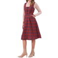 thumbnail image 4 of Vestido Vintage de Cuadros sin Mangas para Mujer Allegra K, Cintura Alta, Corte A, Midi, Pinafore, Rojo M, 4 of 5