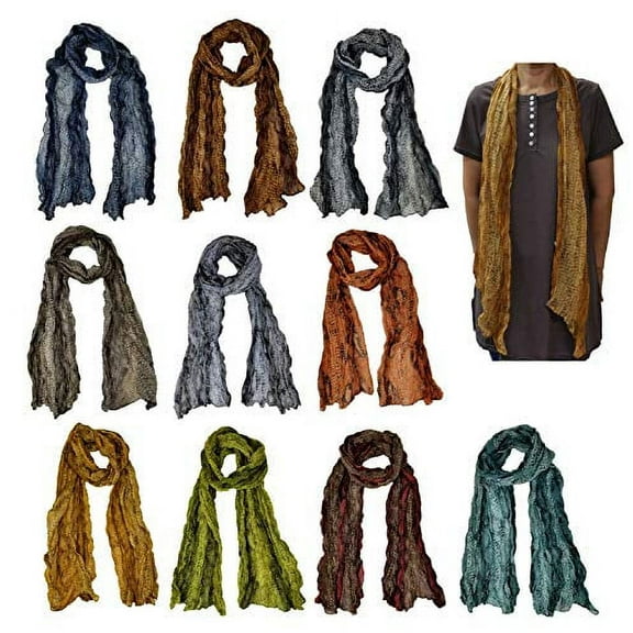 6 Scarves for Women Scarf Pleated 6 Color Assorted (Snake Skin)