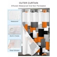 thumbnail image 4 of No Hook Shower Curtain with Snap-in Liner, Burnt Orange Black Geometric Waterproof Fabric Bathroom Curtains, Modern Abstract Art Block Bath Curtains & Mesh Top Window 54"x78", 4 of 9