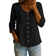 thumbnail image 5 of V Neck Shirts For WomenGauze Shirts Lightweight Linen Blouses For Women Summer Blouses For Women Oversized Shirts For Women Peasant Tops For Women Womens Button Down Shirts, 5 of 5