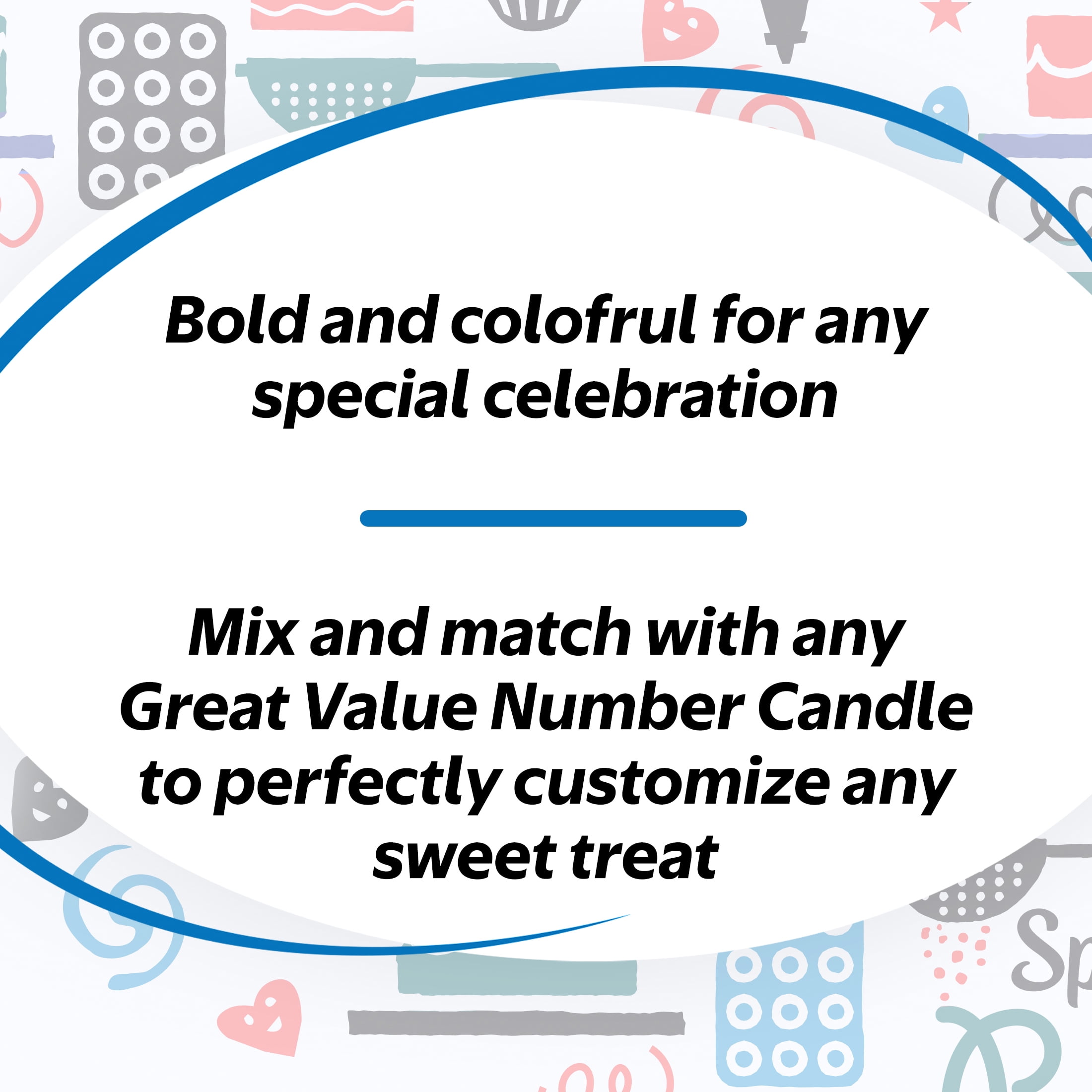 Great Value Birthday Party Candle, Multicolor, Number 0