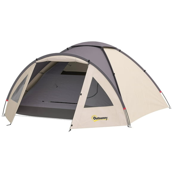 CoSoTower 3 Person Camping Tent, Waterproof Family Dome Tent with Bedroom, Porch, Sewn-in Groundsheet and Hook, Khaki