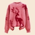 thumbnail image 2 of DHFJKG Women's Sweaters Christmas Reindeer Pattern Loose Fit Crewneck Long Sleeve Knitted Top Fall Winter Xmas Holiday Elk Versatile Jumper Tops, 2 of 3