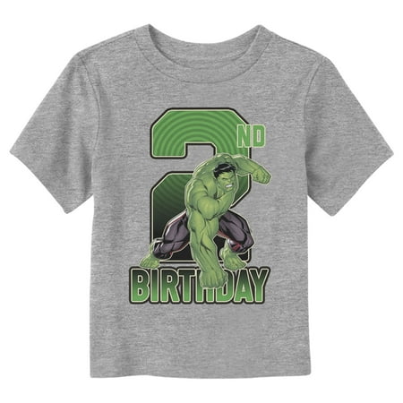 Toddler s Marvel 2nd Birthday Hulk Graphic Tee Athletic Heather 4T