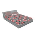 thumbnail image 2 of Ambesonne Geometric Fitted Sheet & Pillow Sham Set, Oval Mosaic, Full, Red Black, 2 of 2