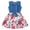 Floral, variant on Girls Dresses Sleeveless Denim Dress Ruffle Bowknot Front A-Line Casual Sundress Floral Dress for Kids 2-8T