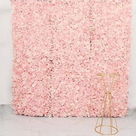 Image of BalsaCircle 4 Silk Hydrangea Flowers Wall Backdrop Panels 11 feet UV Protected Wedding Decorations Blush
