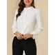 thumbnail image 5 of Blusa de mujer con cuello de pie, botones y mangas largas con volantes, talla XL, blanca, 5 of 8