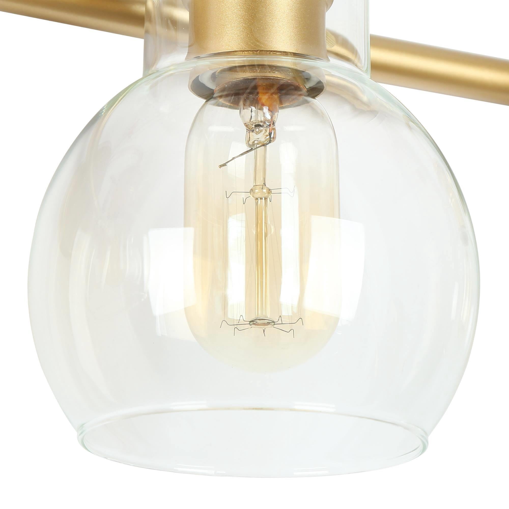 LNC 5-Light Gold Round Clear Glass Modern Bathroom Vanity Lighting Fixutre,25.5"Lx9"Hx7"D
