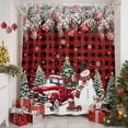 thumbnail image 2 of Shower Curtain 72"W x 72"L Snowman Christmas Trees Pine Leaves Plaid Fabric Shower Curtains Set with Hooks Water Repellent Bathroom Curtains Machine Washable Bathroom Accessories, 2 of 9
