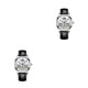 thumbnail image 3 of Minnieouse Reloj mecánico de acero inoxidable para hombre, correa de cuero analógica, reloj de luminoso de negocios ajustable fácil de tipo 5 2piezas, 3 of 6