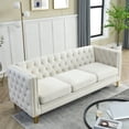 thumbnail image 2 of Tufted Button Velvet Sofa with Metal Feet / Comfortable and Elegant for Bedrooms, 2 of 6