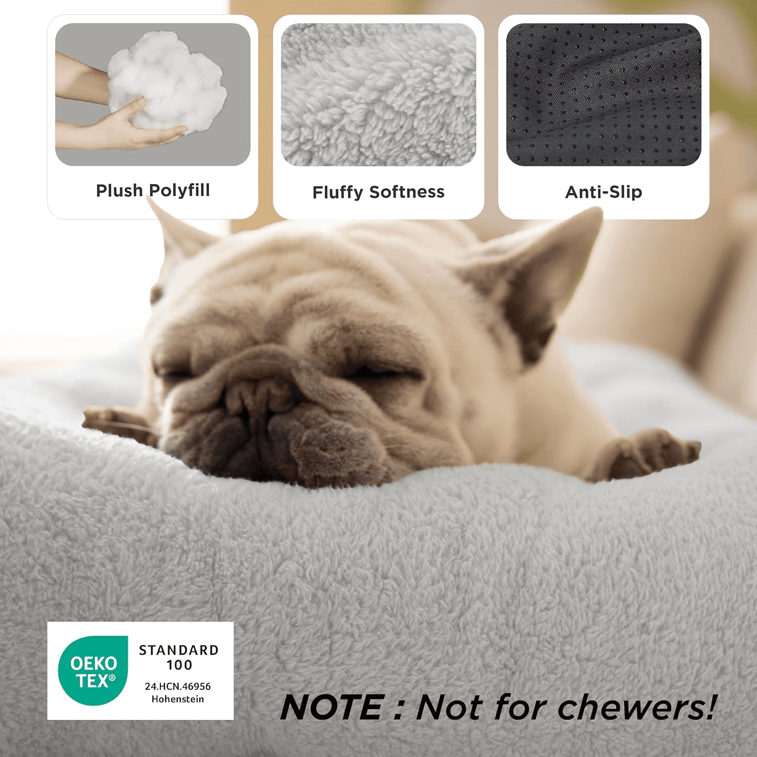 Katieovy Dog Bed for Large Dogs,Comfort Fluffy Plush Dog Cage Bed, 40"x26" Washable Dog Mat with Non-Slip Bottom for Dogs,Gray