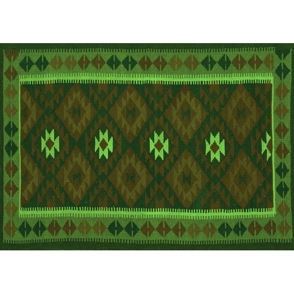 Ahgly Company Indoor Rectangle Oriental Green Traditional Area Rugs, 2' x 3'