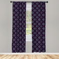 thumbnail image 3 of Ambesonne Geometric Curtains, Squares Circles Dots, Pair of 28"x95", Indigo Pink Pale Grey, 3 of 5