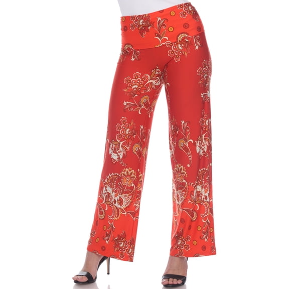 White Mark Women's Floral Paisley Printed Palazzo Pants